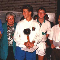 Herren-Einzel CM 1989: Klaus 2, Ingrid, Oliver, Thomas und Schnorri