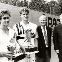 1992: Jörg und Gisbert mit Walter und Helmut