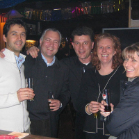 Norbert, Tim, Klaus, Birgit und Biggi. Fischessen 2005.